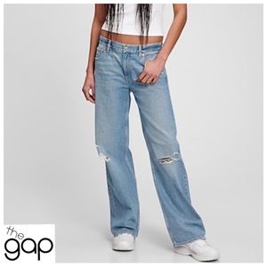 ♥️NWTS-$100 GAP Low Stride Distressed Jeans Size 14 Laid Back Flattering Fit 14